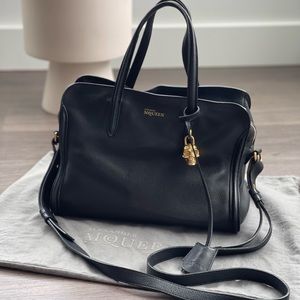 Authentic Alexander McQueen Small Padlock Leather Satchel